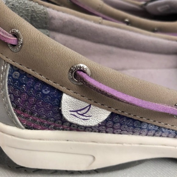 Sperry Angelfish gray and purple sequin boat shoes 5.5 - Picture 3 of 6